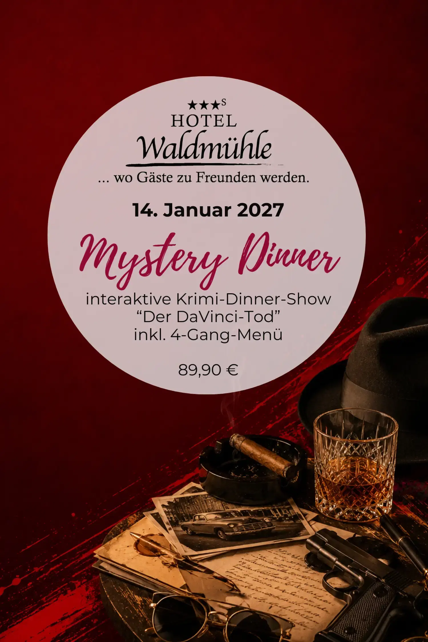 14. Januar 2027 "wie im Krimi"... Murder Mystery Dinner in Thüringen