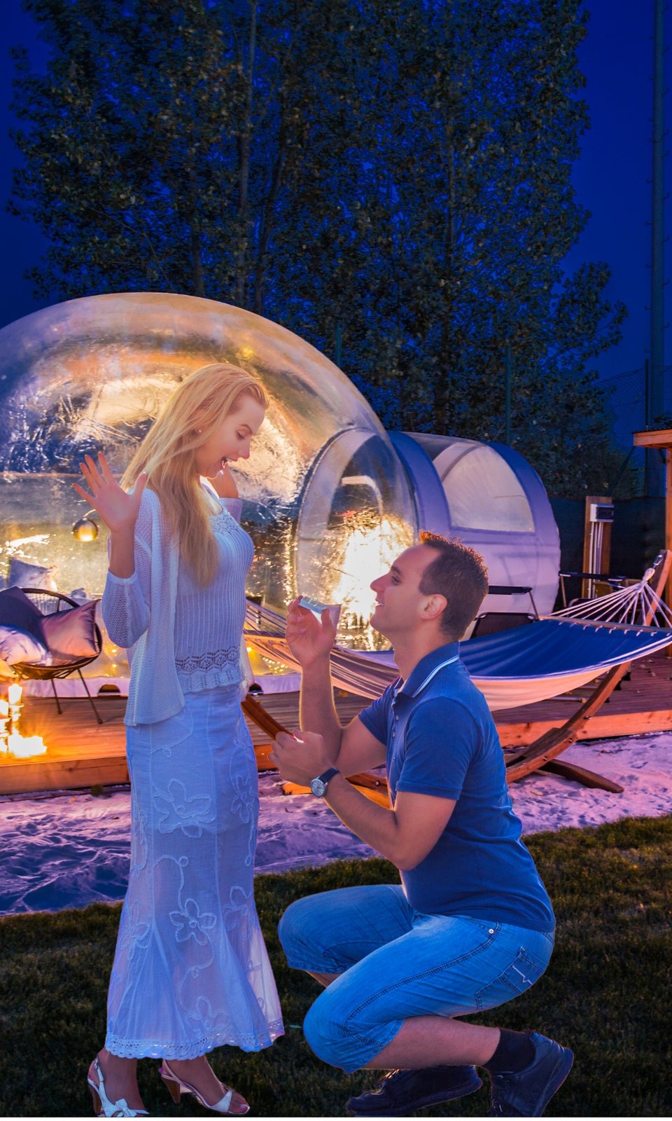 Heiratsantrag im Bubble Tent