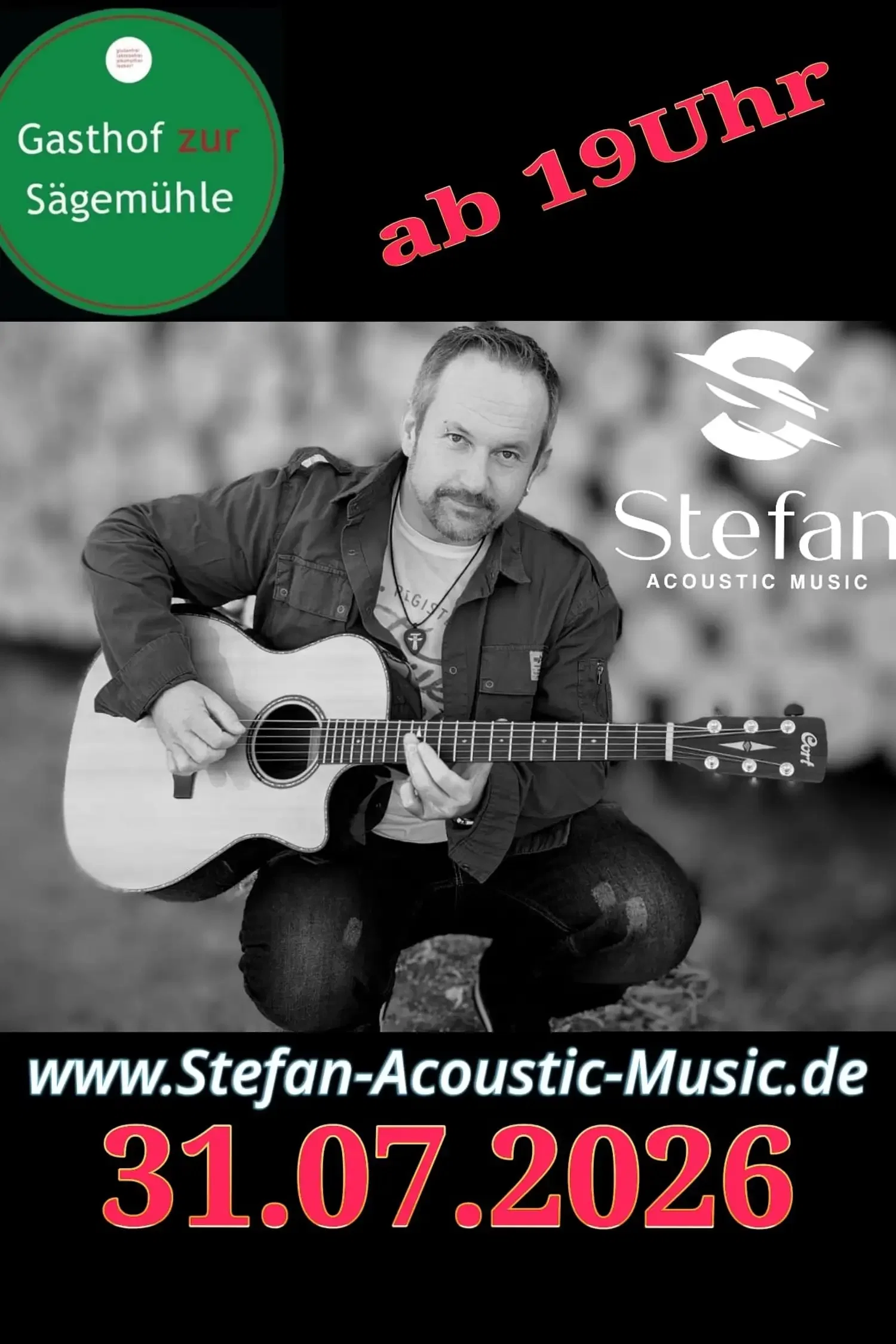 Immer wieder Freitags mit Stefan Acoustic Music am 31.07.2026 und 04.09.26 ab 19:00 Uhr. Bei schönem Wetter im Garten