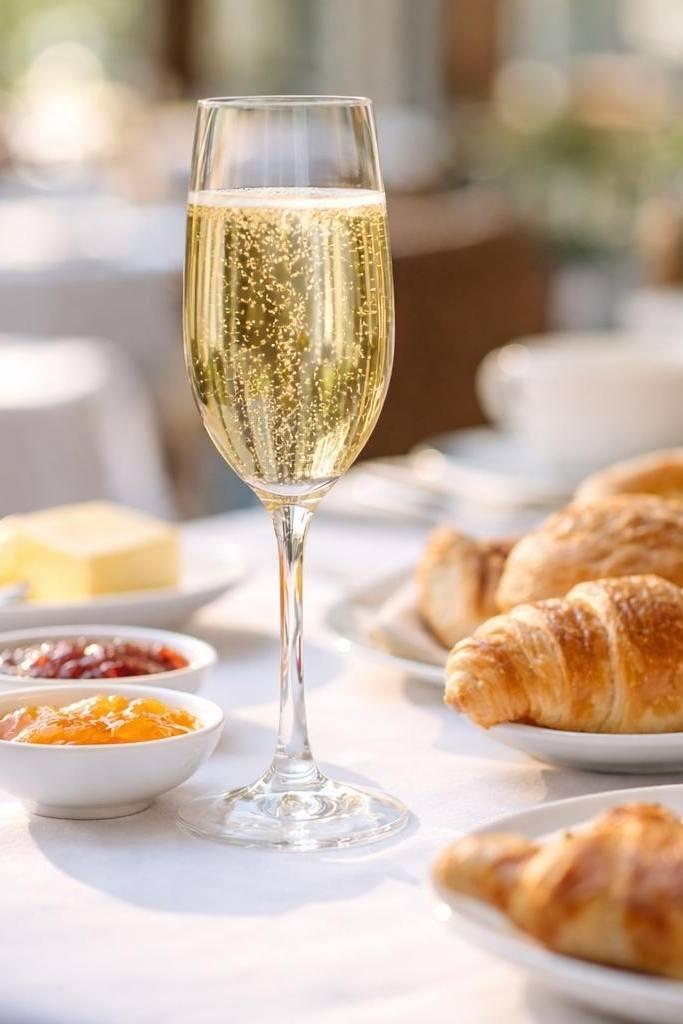 Champagne breakfast in the cozy restaurant