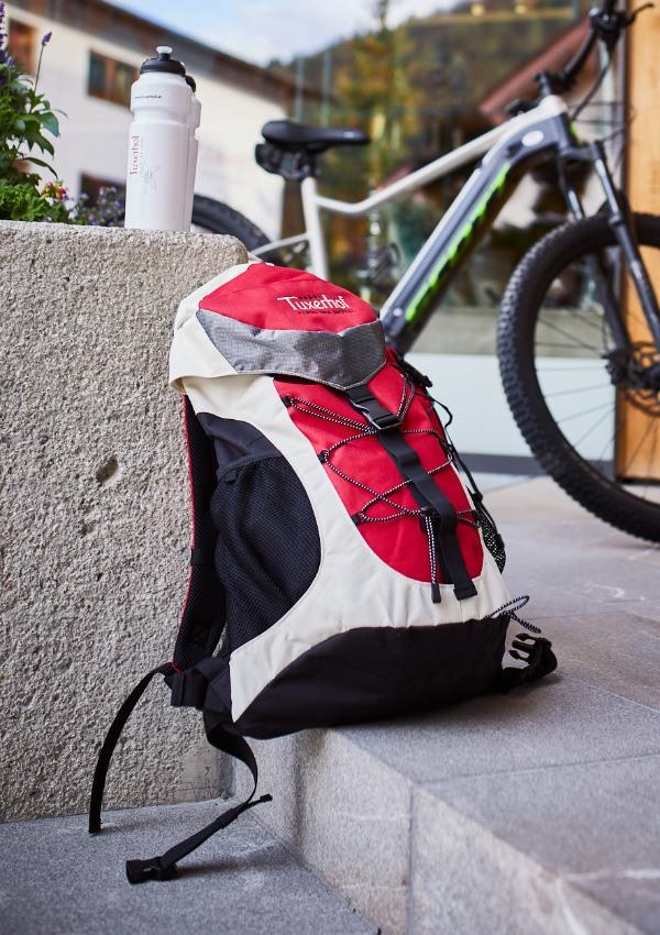 Hiking poles and backpacks