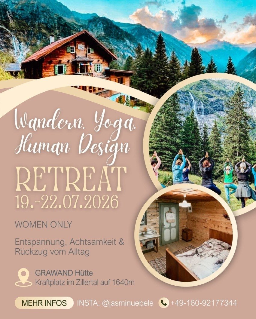 Wandern, Yoga, Human Design Retreat mit Jasmin Uebele am 19.-22.07.2026