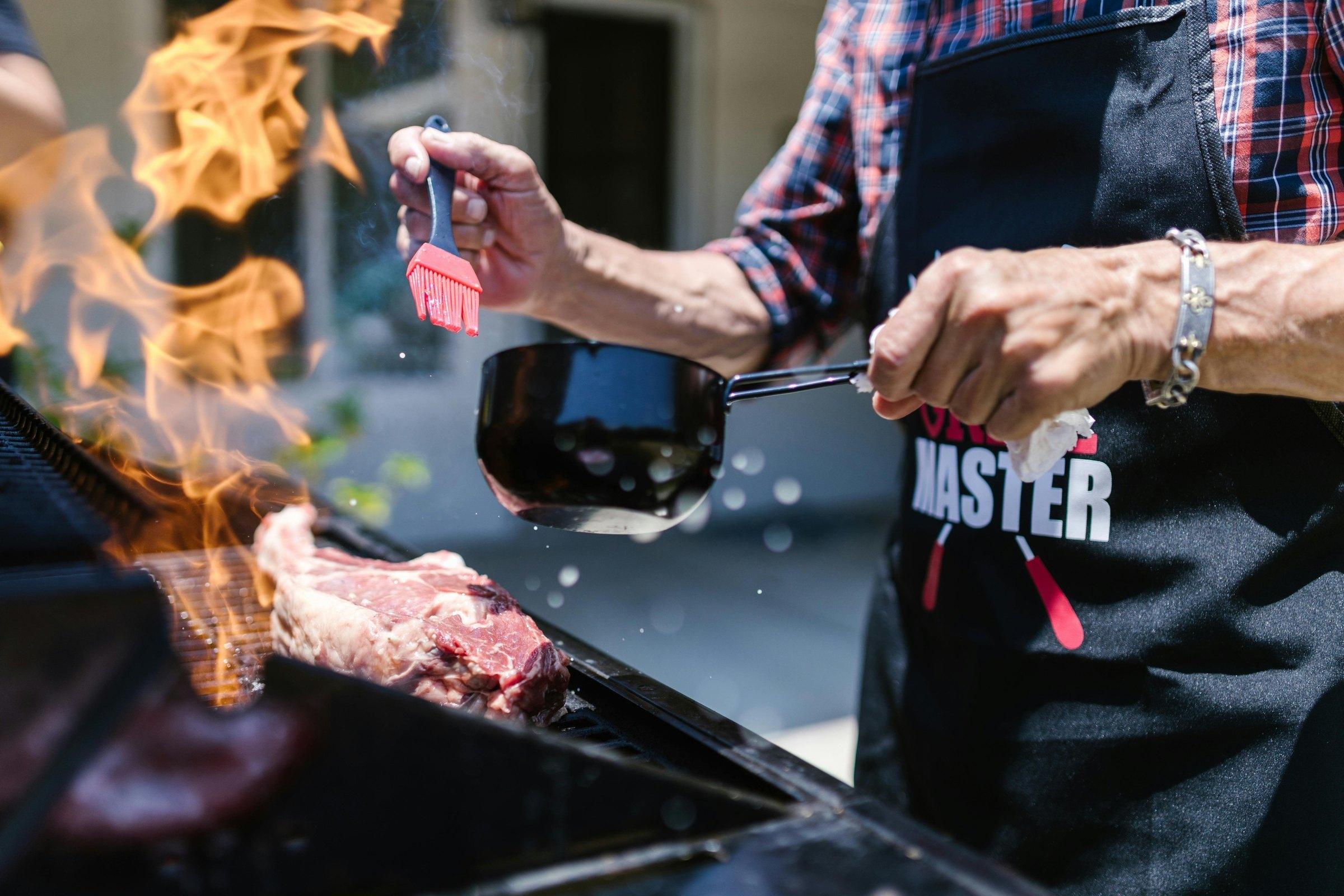 Barbecue buffets on the "Barbarins" terrace with campfire