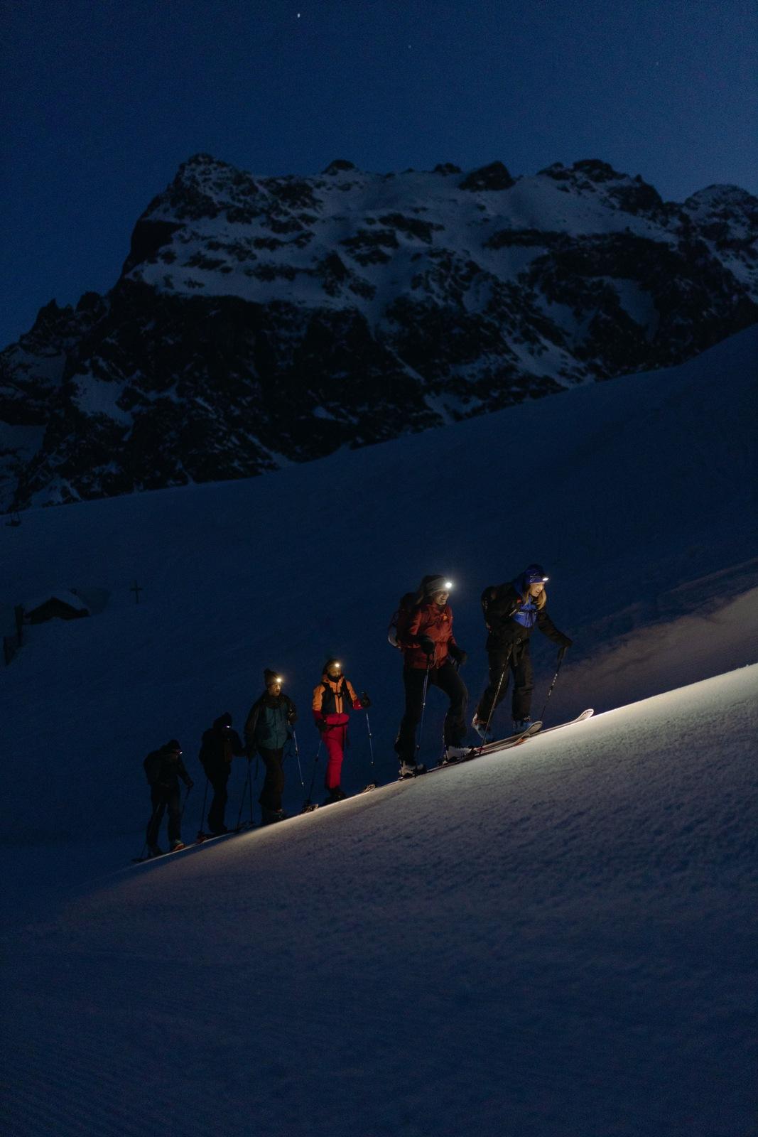 Skiexkursion am Abend in Gargellen